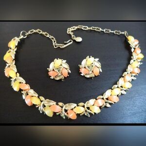 VINTAGE  CORO OR LISNER THERMOSET EARRING 17" NECKLACE SET